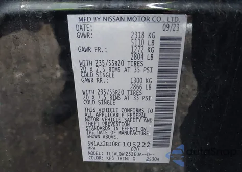 2024 Nissan Murano Sv Fwd z USA, uszkodzony, nr VIN 5N1AZ2BJ0RC105222